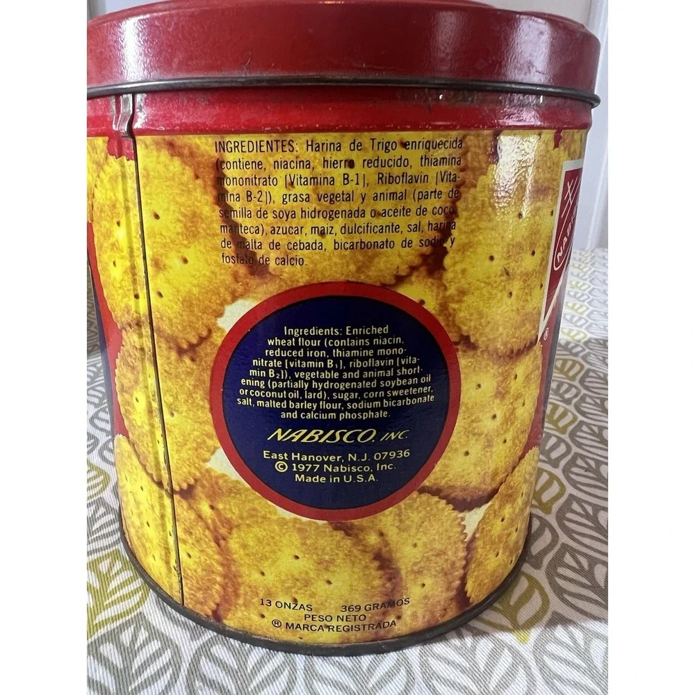 Vintage Nabisco Ritz Crackers Advertising Tin 13 oz 1977 Original Collectible